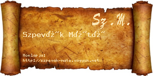 Szpevák Máté névjegykártya